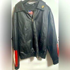 VINTAGE American Leather Men's USA Flag Eagle Jacket Bomber Biker Size: XL
